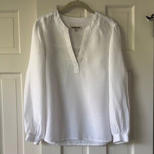 Boden Women's White Linen Flowy Shirt